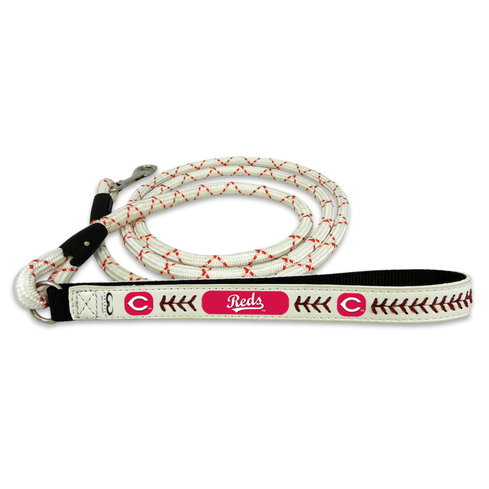 Cincinnati Reds Pet Leash Frozen Rope Baseball Leather Size Large