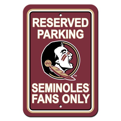 Florida State Seminoles Sign - Plastic - Reserved Parking - 12 in x 18 in