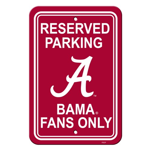 Alabama Crimson Tide Sign - Plastic - Reserved Parking - 12 in x 18 in