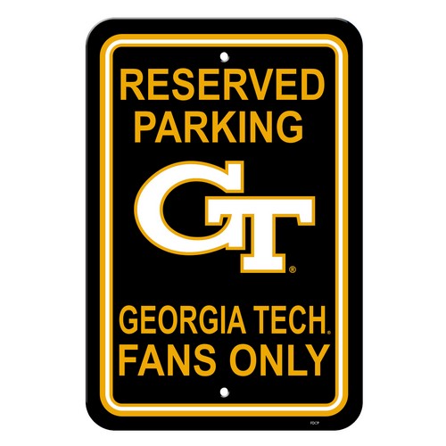 Georgia Tech Yellow Jackets Sign - Plastic - Reserved Parking - 12 in x 18 in