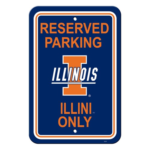 Illinois Fighting Illini Sign - Plastic - Reserved Parking - 12 in x 18 in