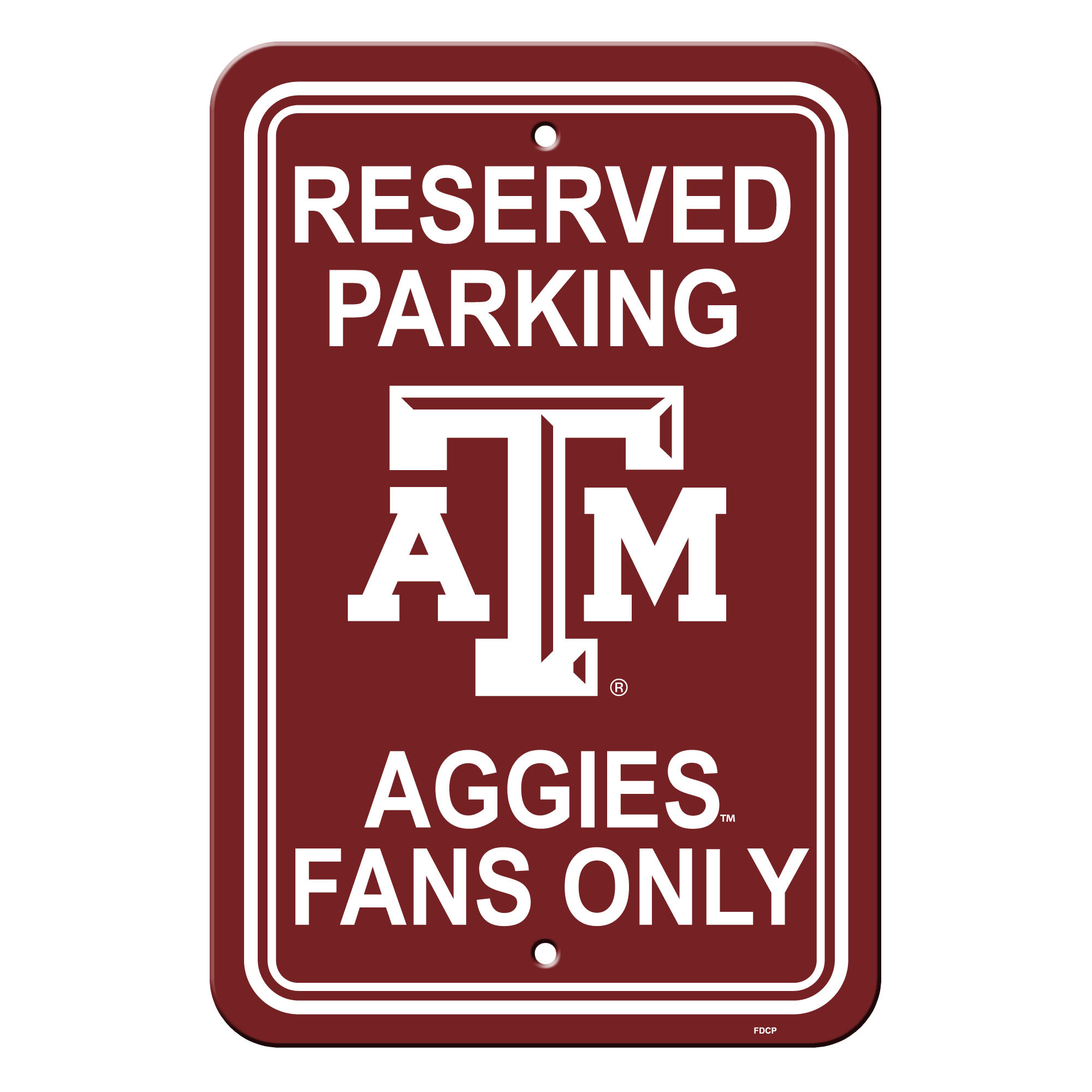 Texas A&M Aggies Sign - Plastic - Reserved Parking - 12 in x 18 in