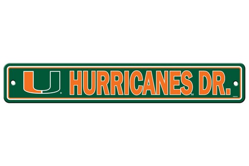 Miami Hurricanes Sign 4x24 Plastic Street Style