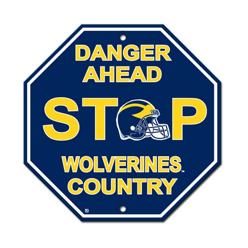 Michigan Wolverines Sign 12x12 Plastic Stop Style