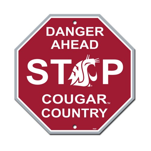 Washington State Cougars Sign 12x12 Plastic Stop Style