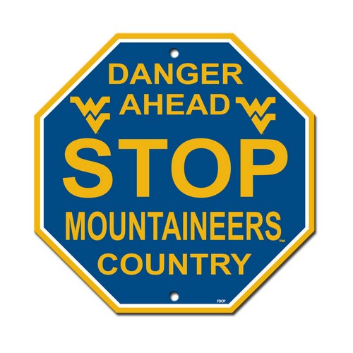 West Virginia Mountaineers Sign 12x12 Plastic Stop Style