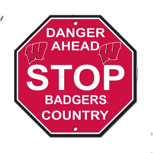 Wisconsin Badgers Sign 12x12 Plastic Stop Style