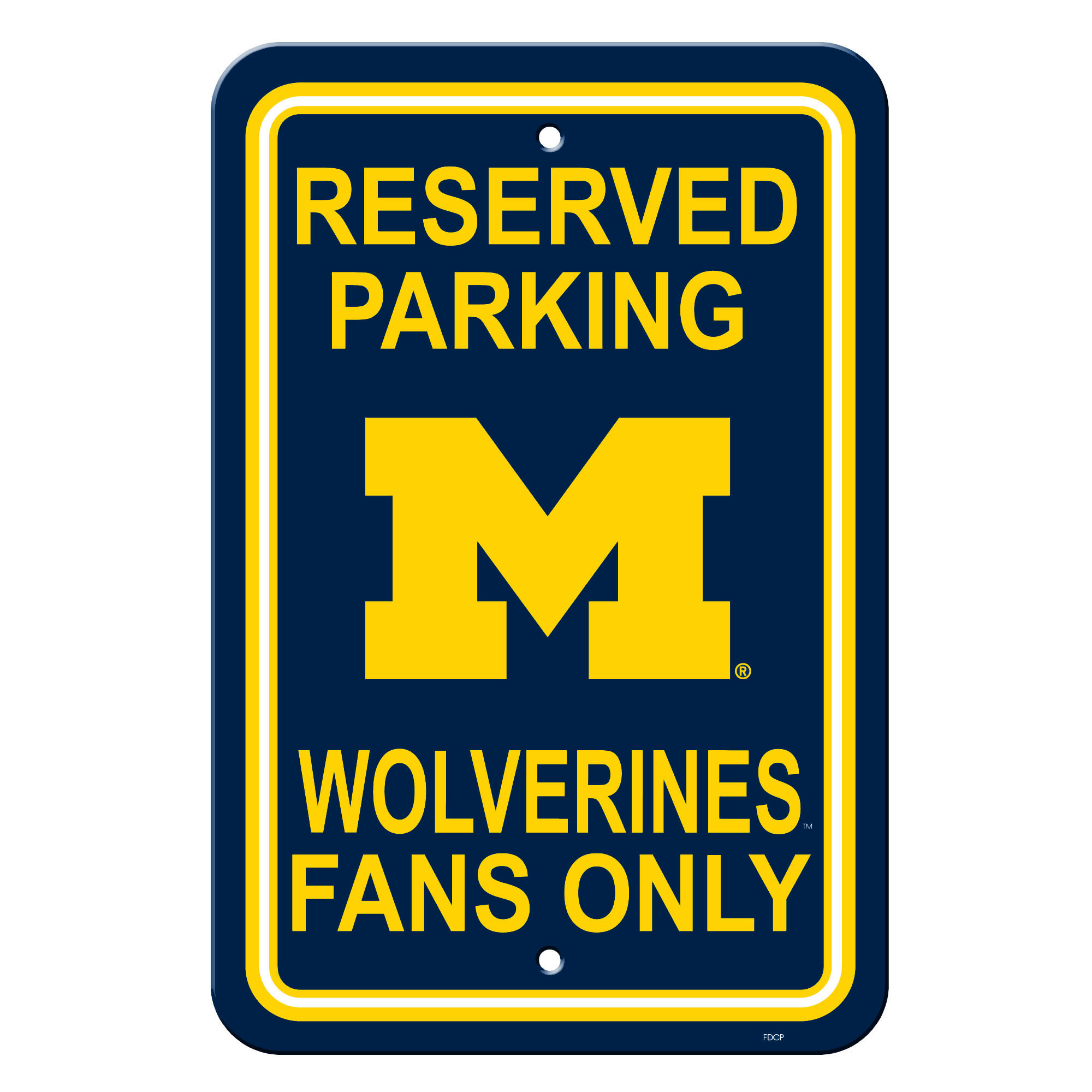 Michigan Wolverines Sign - Plastic - Fan Zone Parking - 12 in x 18 in