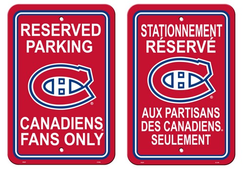 Montreal Canadiens Sign 12x18 Plastic Reserved Parking Style