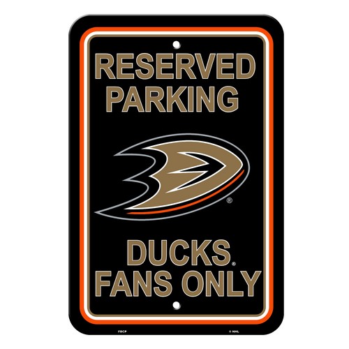 Anaheim Ducks Sign - Plastic - Reserved Parking - 12 in x 18 in