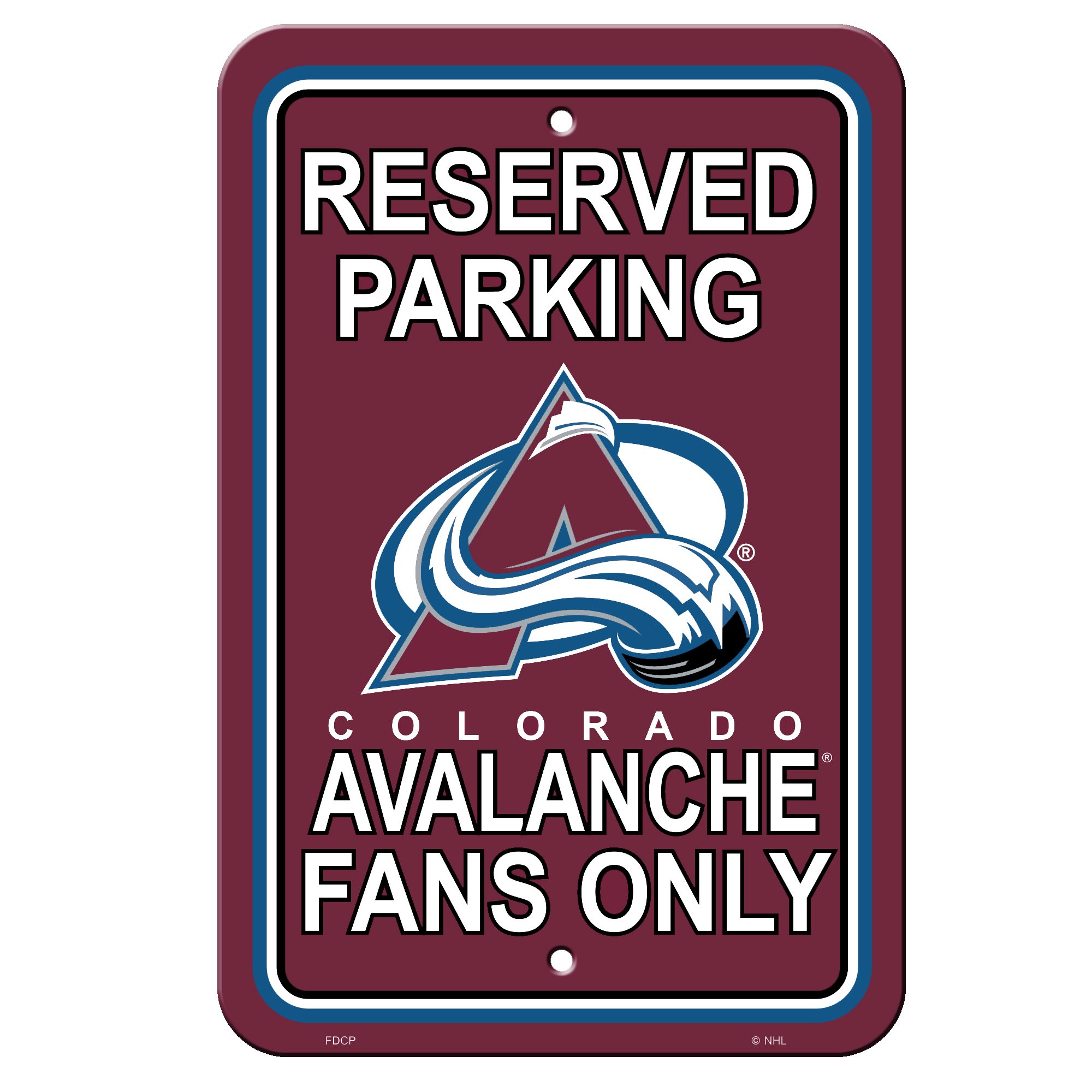 Colorado Avalanche Sign - Plastic - Reserved Parking - 12 in x 18 in