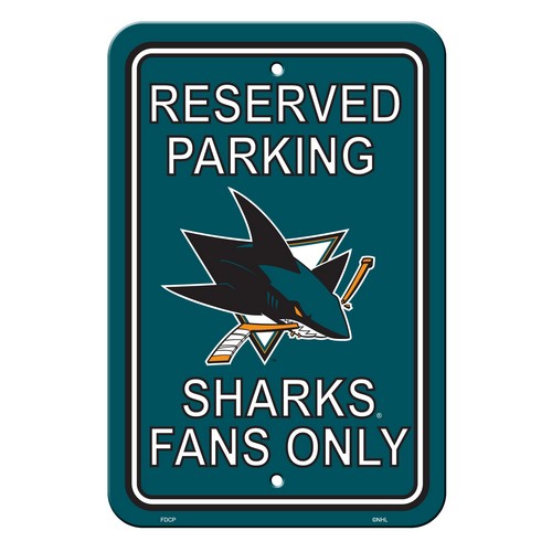 San Jose Sharks Sign - Plastic - Reserved Parking - 12 in x 18 in