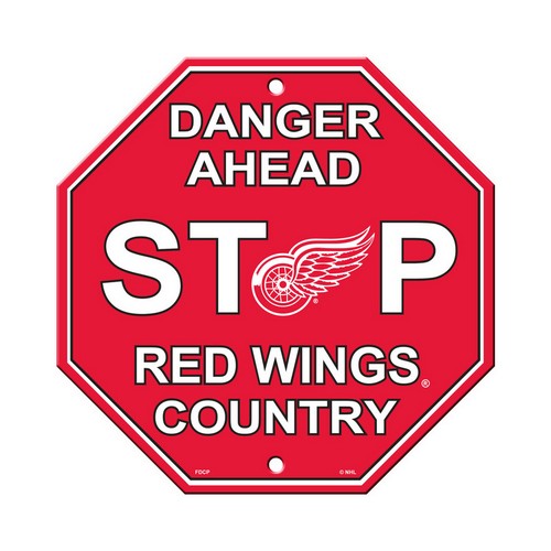 Detroit Red Wings Sign 12x12 Plastic Stop Style