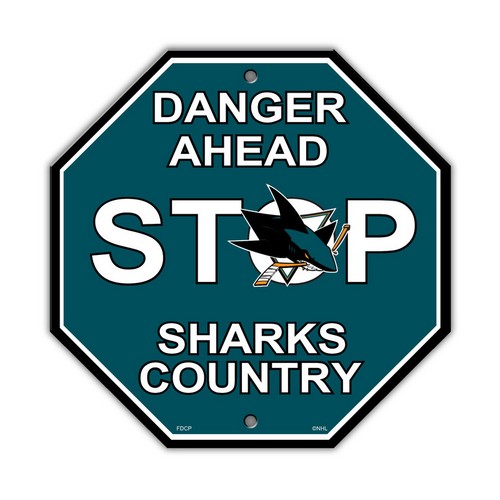 San Jose Sharks Sign 12x12 Plastic Stop Style