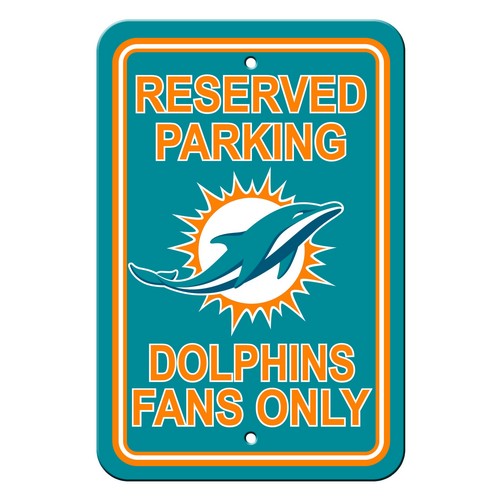 Miami Dolphins Sign - Plastic - Reserved Parking - 12 in x 18 in