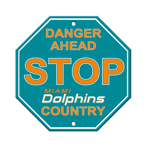 Miami Dolphins Sign 12x12 Plastic Stop Style