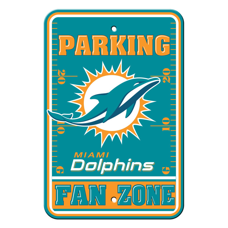 Miami Dolphins Sign 12x18 Plastic Fan Zone Parking Style