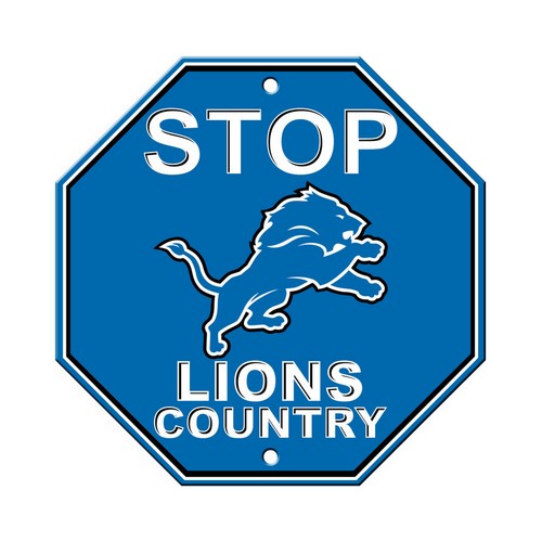 Detroit Lions Sign 12x12 Plastic Stop Style