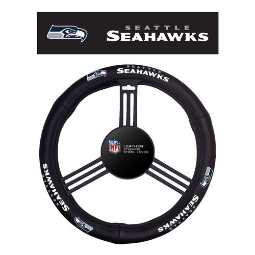 Seattle Seahawks Steering Wheel Cover Leather Style