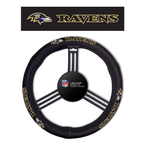 Baltimore Ravens Steering Wheel Cover Leather Style