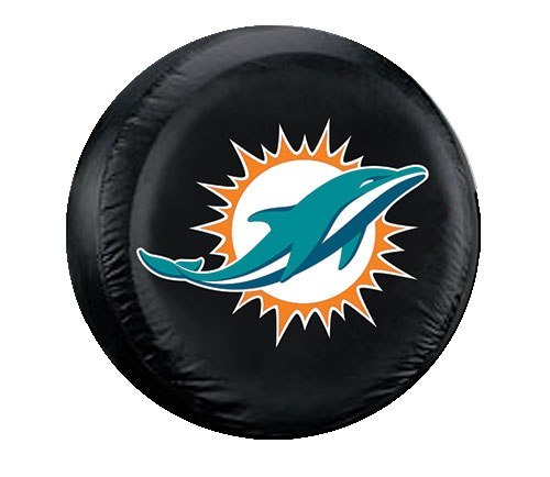 Miami Dolphins Black Tire Cover - Size Large