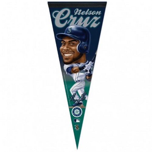 Seattle Mariners Pennant 12x30 Premium Style Nelson Cruz Caricature Design