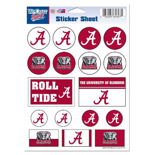 Alabama Crimson Tide Decal 5x7 Vinyl Sticker Sheet Mini Decals