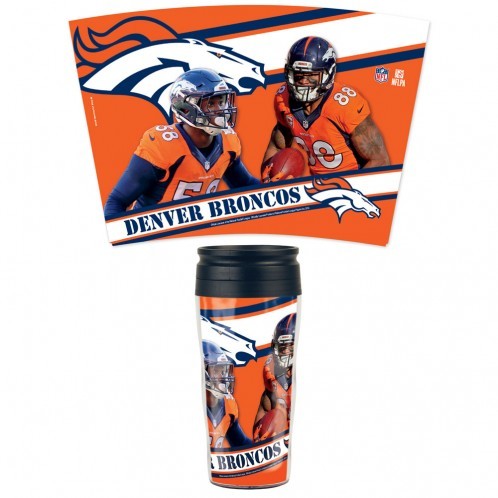 Denver Broncos Mug 16oz Travel Contour Style