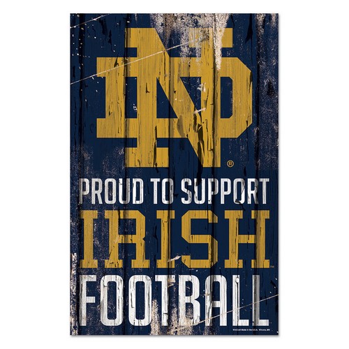 Notre Dame Fighting Irish Sign 11x17 Wood Proud to Support Design