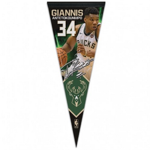 Milwaukee Bucks Pennant 12x30 Premium Style Giannis Antetokounmpo Design