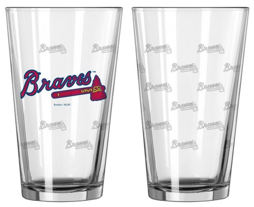 Atlanta Braves Glass Pint Satin Etch 2 Piece Set