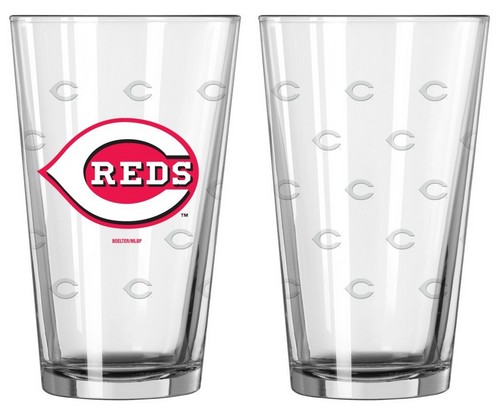 Cincinnati Reds Glass Pint Satin Etch 2 Piece Set