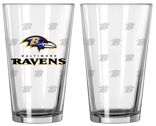 Baltimore Ravens Satin Etch Pint Glass Set