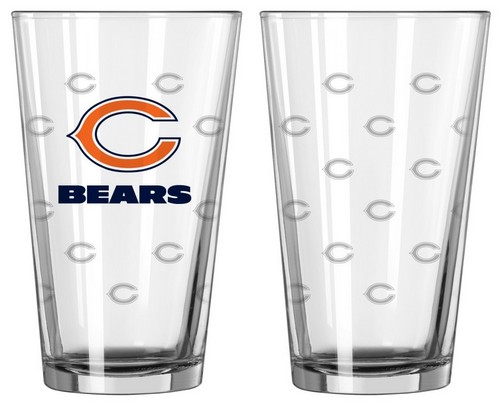 Chicago Bears Glass Pint Satin Etch 2 Piece Set