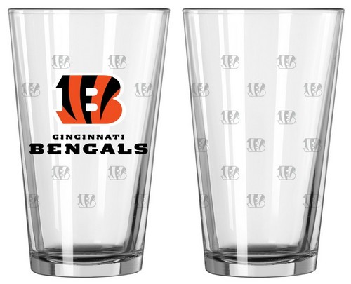 Cincinnati Bengals Glass Pint Satin Etch 2 Piece Set