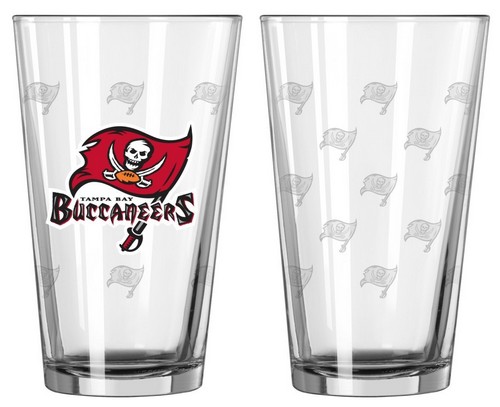 Tampa Bay Buccaneers Satin Etch Pint Glass Set