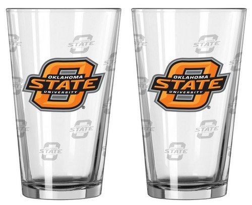 Oklahoma State Cowboys Glass Pint Satin Etch 2 Piece Set