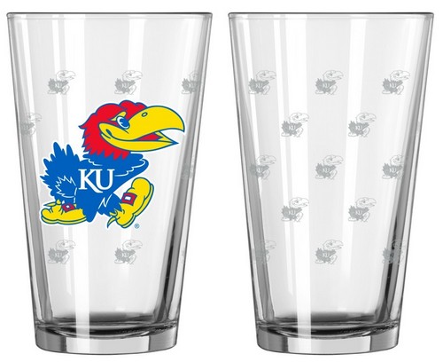 Kansas Jayhawks Glass Pint Satin Etch 2 Piece Set