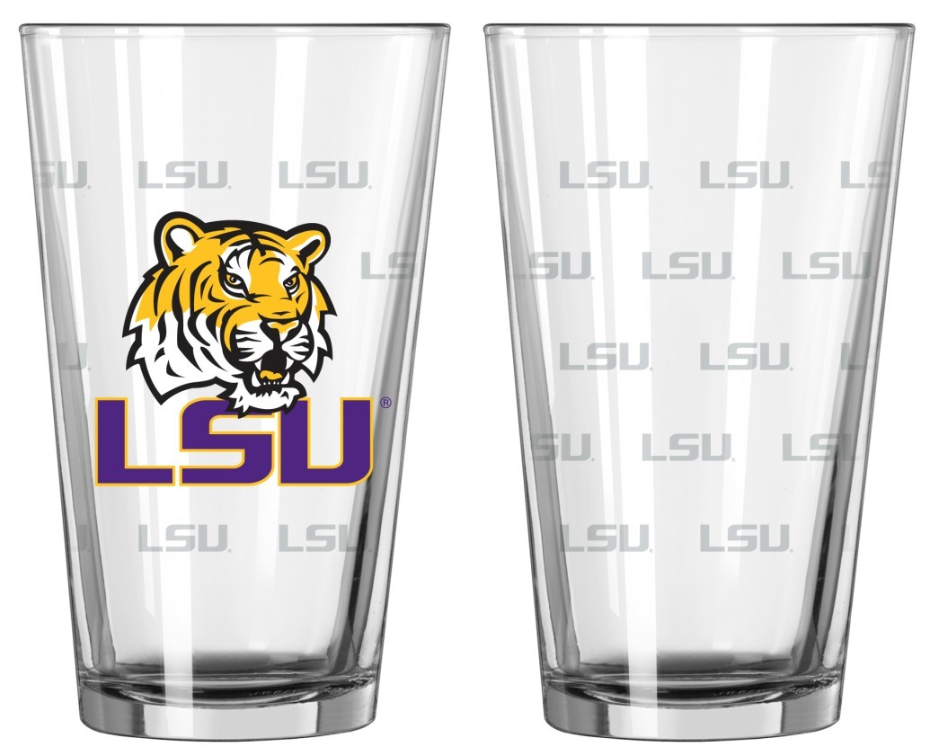 LSU Tigers Glass Pint Satin Etch 2 Piece Set