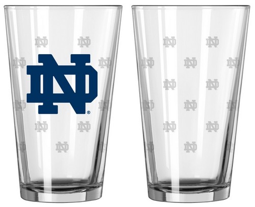 Notre Dame Fighting Irish Satin Etch Pint Glass Set