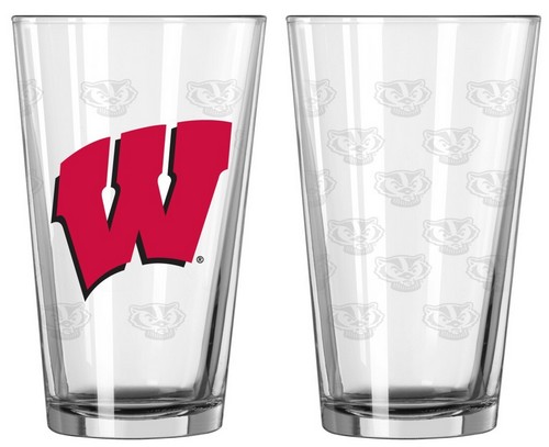 Wisconsin Badgers Glass Pint Satin Etch 2 Piece Set