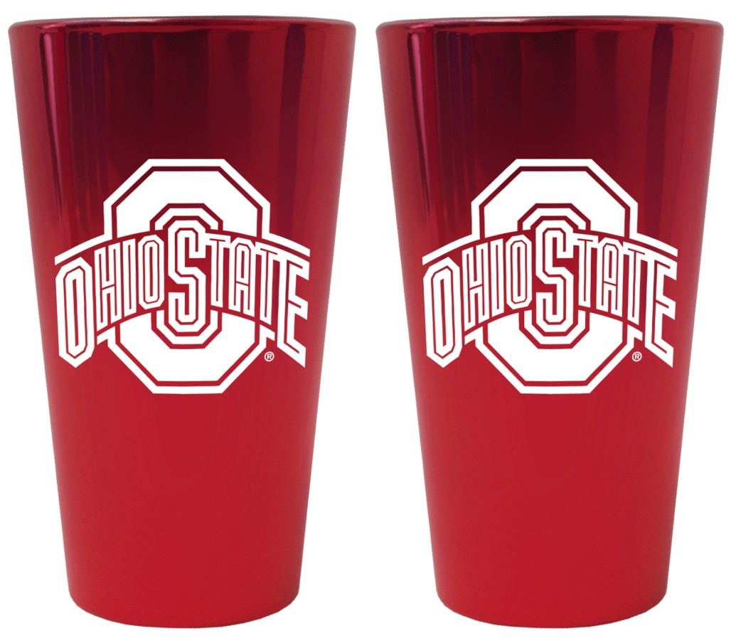 Ohio State Buckeyes Glass Pint Lusterware Style Set of 2