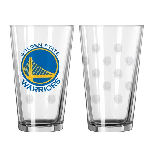 Golden State Warriors Glass Pint Satin Etch 2 Piece Set