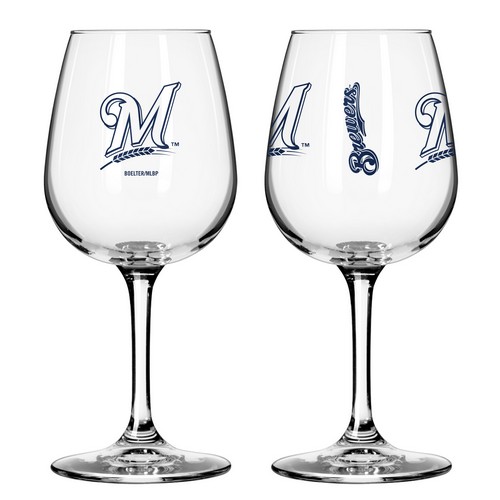 Milwaukee Brewers Glass 12oz Wine Game Day