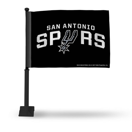 San Antonio Spurs Flag Car Style Black with Black Pole