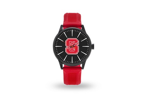 North Carolina State Wolfpack Watch Men's Cheer Style with Red Watch Band