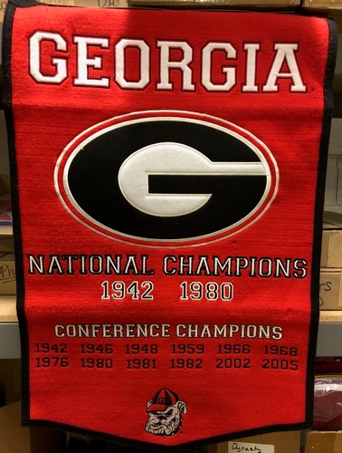 Georgia Bulldogs Banner 24x36 Wool Dynasty with Conference Championships