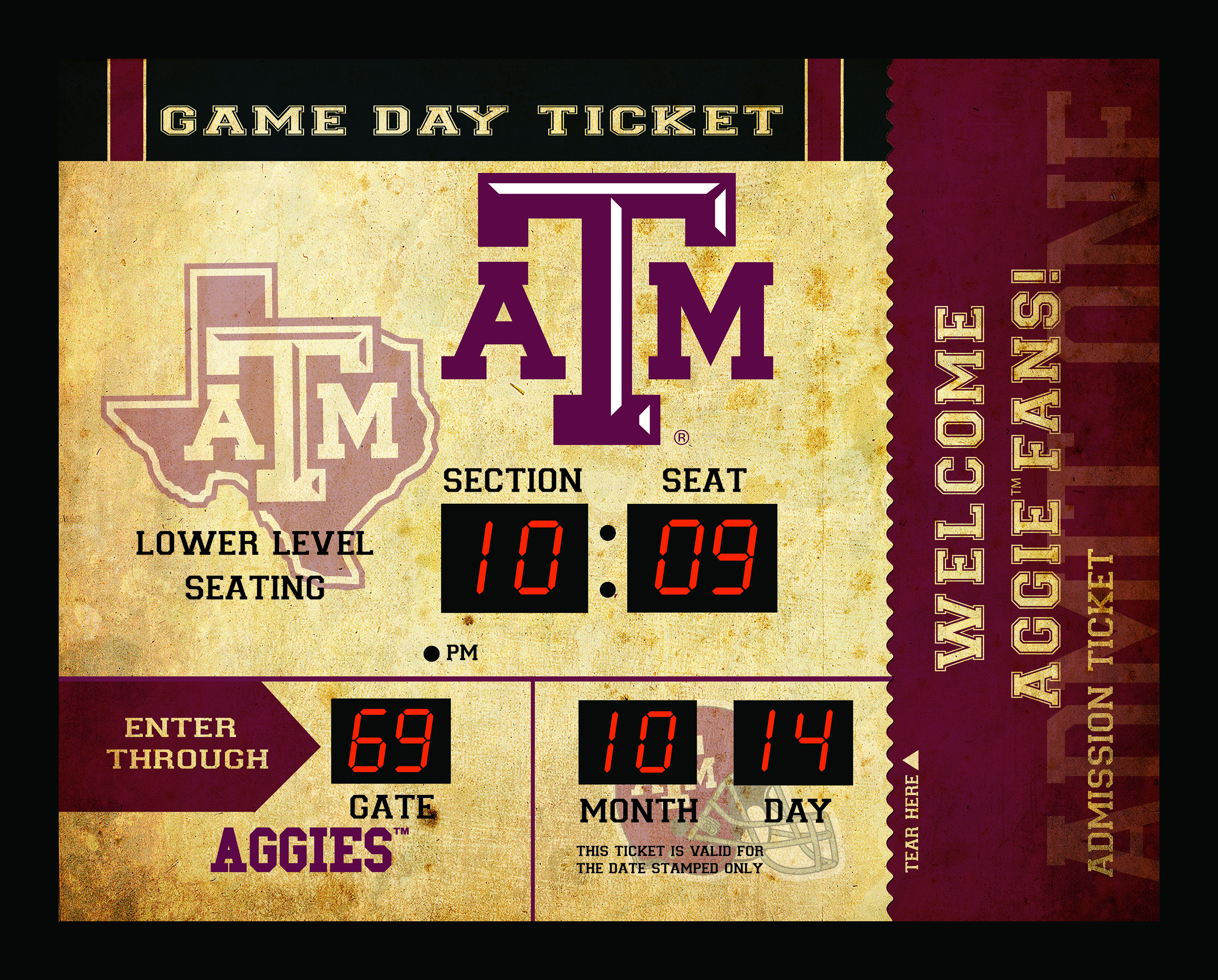 Texas A&M Aggies Clock - 14x19 Scoreboard - Bluetooth