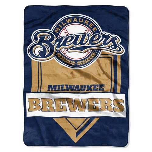 Milwaukee Brewers Blanket 60x80 Raschel Home Plate Design