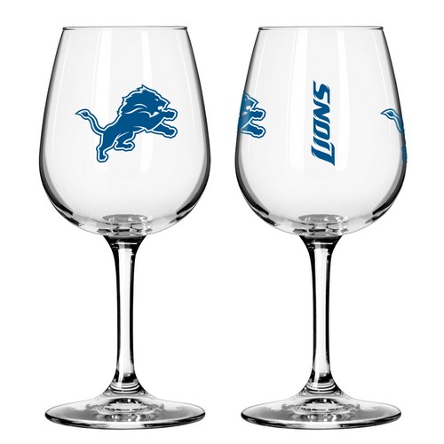 Detroit Lions Glass 12oz Wine Game Day